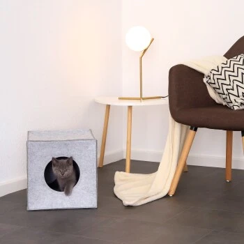 Lionto Katzenhöhle Aus Filz, Regalhöhle Hellgrau – Bild 3