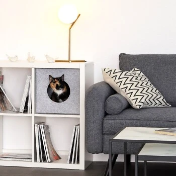 Lionto Katzenhöhle Aus Filz, Regalhöhle Hellgrau – Bild 2