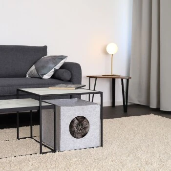 Lionto Katzenhöhle Aus Filz, Regalhöhle Hellgrau – Bild 5